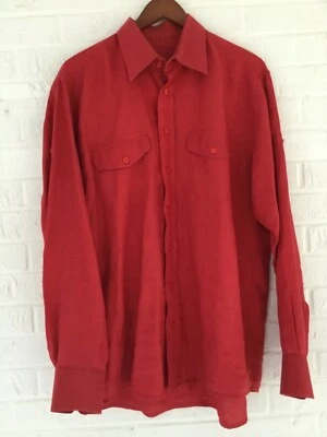 RARE DESIGNER PURE H. TICO LONG SLEEVE 100% LINEN SHIRT GARNET RED EUC EURO L A+ - Image 1 of 4