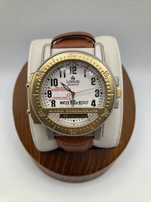 Vtg Rare Lorus Men 42mm Watch Gold/Gray Tone Alarm Chrono Analog Digital - RUNS - Image 1 of 4