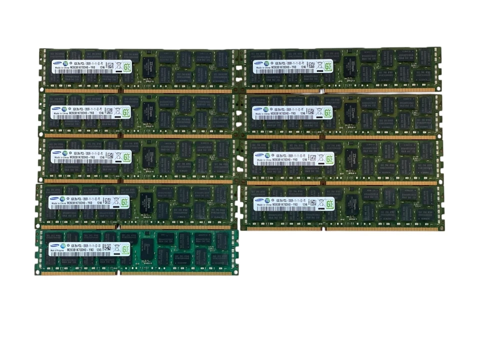 Lot of 9 Samsung 8GB 2Rx4 PC3L 12800R DDR3 Server Memory, M393B1K70DH0 (E79) - Image 1 of 3