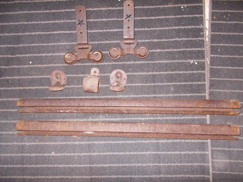 Antique Star Cannonball Door Rollers Hangers with Tube Track Complete System Cover