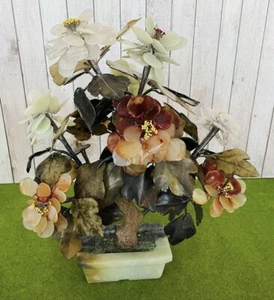 Vintage Japanese Bonsai Glass Tree Marble Glass Pot - Picture 1 of 12