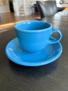 Fiestaware Fiesta Cup and Saucer  HLC USA Peacock Coffee Collectible Blue - Picture 1 of 6