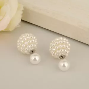 Doppelseitige Kugel Ohrringe Perle Doppel Earring Ohrstecker - Bild 1 von 3