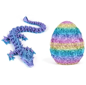 3D Printed Rose Dragon Egg Articulated Crystal Dragon in Egg EASTER Fidget Toys - Picture 1 of 6