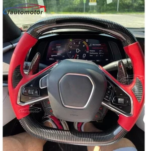 Volante térmico de fibra de carbono LED apto para Corvette C8 20+ con paletas CF - Imagen 1 de 13