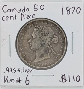 1870 Canada 50C Piece .925 Silver KM #6 - Picture 1 of 4