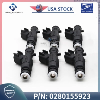 Inyectores de combustible nuevos 6 piezas 0280155923 para Jeep Cherokee 1999-2001 1999-2004 TJ 4,0 L Foto 1 de 4