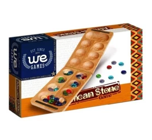 WE Games Folding Mancala - Solid Wood Board Game & Glass Stones - Picture 1 of 8