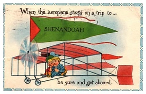 Shenandoah, Virginia, Kinder im Doppelflugzeug, Flugzeug startet auf Reise #375 - Bild 1 von 2