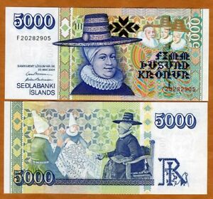 Iceland, 5000 (5,000) Kronur 2001, P-60, Two Signatures, Gem UNC