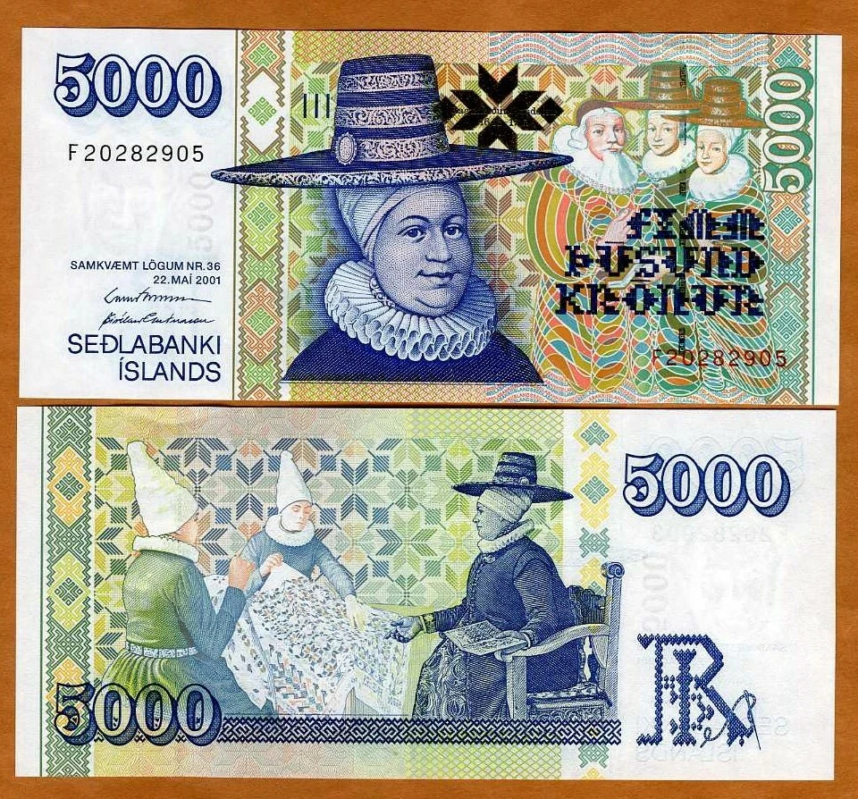 Iceland, 5000 (5,000) Kronur 2001, P-60, Two Signatures, Gem UNC - Image 1 of 1
