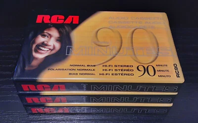 RCA RC90 Cintas de Cassette de Audio en Blanco 90 Min Sesgo Normal Lote de 3 NUEVO Foto 1 de 2