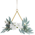  White Wrought Iron Gate Hanging Wreath Decor for Home Green Wreaths Front Door