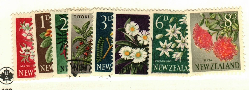 New Zealand #333-5 MH, 236 used, 337, 339 MH, 340 used, 341 MH Flowers - Image 1 of 1
