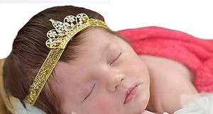 RAYLANS Baby Girl CRYSTAL BLING Mini 6cm TIARA CROWN Headband PHOTO PROP PARTY  - Imagen 1 de 7