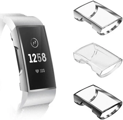 FINTIE (3 Pack) For Fitbit Charge 4 Protective Shell TPU Case Cover Screen Protector