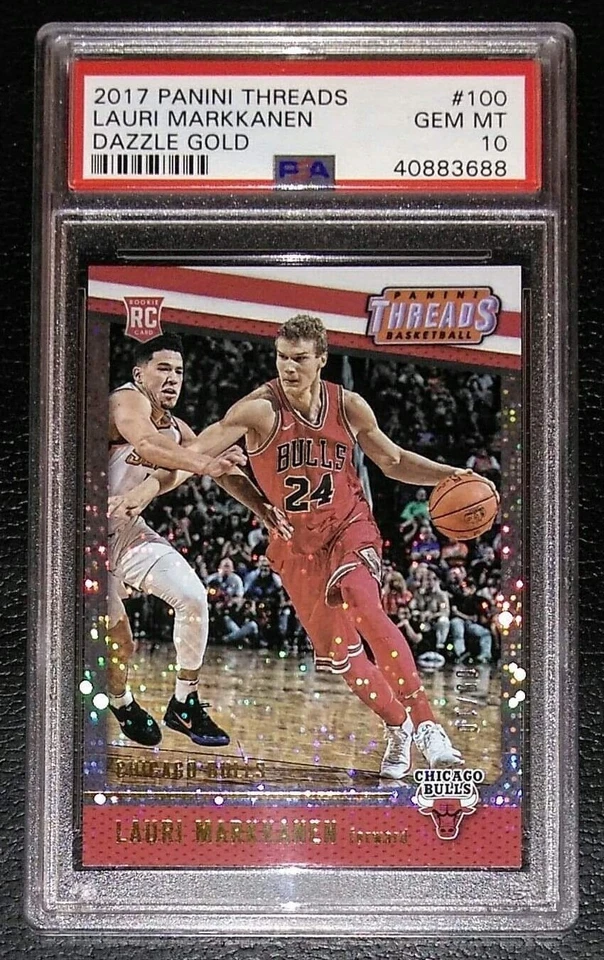 LAURI MARKKANEN 2017 Panini Threads "DAZZLE GOLD" ROOKIE RC /10, PSA 10 - POP 1! - Image 1 of 1