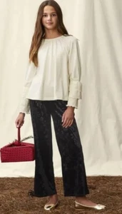 Matilda Jane Just Imagine Marnie Girls Jacquard Velour Wide Leg Pants 8 New - Picture 1 of 2