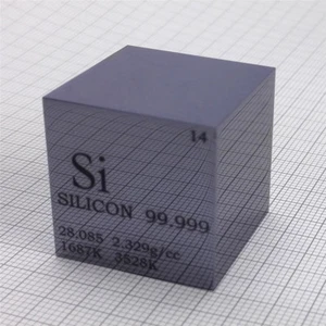 1 inch 25.4mm POLISHED Silicon Metal Cube 38grams Engraved Periodic Table - Picture 1 of 3