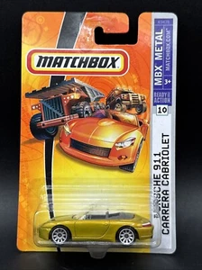 2007 Matchbox #10 GOLD PORSCHE 911 CARRERA CABRIOLET Ready For Action MBX METAL - Picture 1 of 4