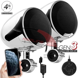 Waterproof Bluetooth Motorcycle Stereo Speakers 600W Amplifier Audio System USB - Picture 1 of 9