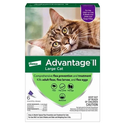 Advantage II Flea Treatment for Large Cats Over 9 lbs - 6 Doses - Free Shipping