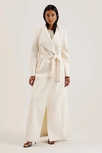 Ted Baker Wrap Coat Womens TB 2 UK 10 Rosemax Maxi Ivory Belted Wool Cashmere - Picture 1 of 24