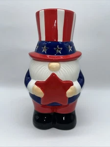 Mr Christmas 11” Patriotic Gnome LED Cookie Ceramic Cookie Jar Mr Liberty - Picture 1 of 12