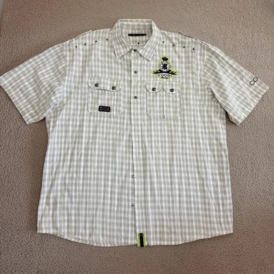 Coogi Shirt Mens 4XL White Gray Green Plaid Short Sleeve Button Up Embroidered - Image 1 of 4