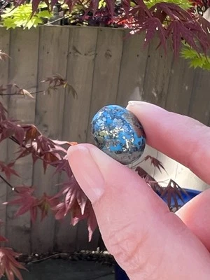 Turquoise Blue W Pyrite Cabochon Natural Stone Jewellery Making Collecting 14 - Image 1 of 4