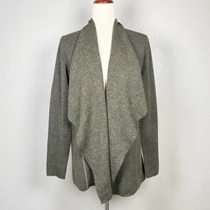 EILEEN FISHER Damen Gr. M olivgrün Merinowolle Wasserfall Strickjacke Pullover - Bild 1 von 11