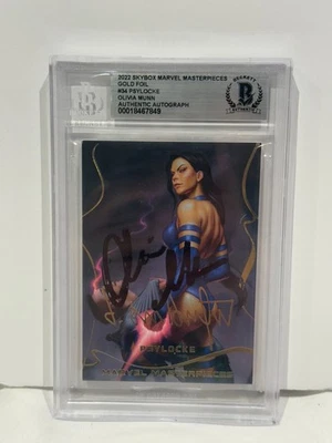 OLIVIA MUNN SIGNED 2022 SKYBOX MARVEL MASTERPIECE #34 PSYLOCKE CARD AUTO BGS - Image 1 of 3