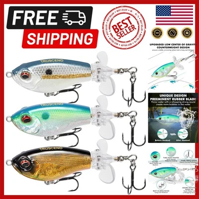 PoPobait Top Water Plopper Fishing Lures - 3in Bass & Pike Teasers (Set of 3) - Image 1 of 4