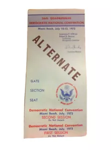 1972 Demokratischer Nationalkonvent ALTERNATIVER DELEGIERTER Ticket George McGovern - Bild 1 von 1