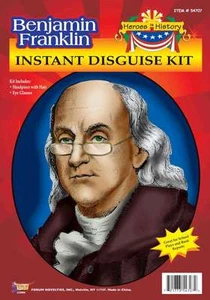 Kit de accesorios coloniales Benjamin Franklin peluca gris con borde de alambre - Imagen 1 de 1