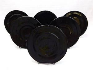 6 platos de ensalada de vidrio amatista negro opaco Art Deco de colección de 8" - Imagen 1 de 8