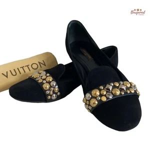 Authentic Louis Vuitton Black Suede Jeweled Smoking Loafers Size 36.5/6.5 - Picture 1 of 14