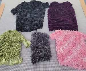 Lot of 5 Vintage Y2K Popcorn Bubble Embroidered Magic Medium Large Pink Black - Picture 1 of 7