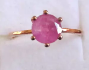 Pink Sapphire Ring / size 10 / 14K Rose Gold over 925 Sterling Silver / 2ct - Picture 1 of 5