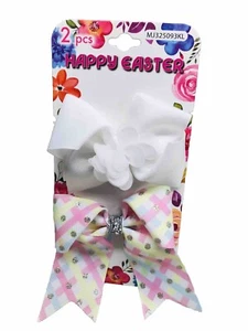 NWT Happy Easter 2 Count Hair Accessories Pastels Bows - Flowers - Picture 1 of 4