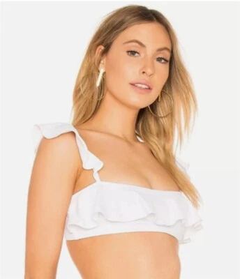 Nuevo con etiquetas Rachel Pally S Top Volantes Bikini Natación Blanco 123551 Foto 1 de 4