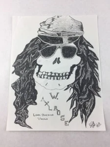 W. Axl Rose Skull Drawing from Guns N' Roses Unknown Artist GNR 80s / 90s 8.5x11 - Picture 1 of 1