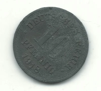 HIGH GRADE DARK 1918 GERMANY 10 PFENNIG COIN-OCT086 - Image 1 of 2
