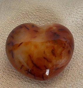 2.75” 281g CARNELIAN AGATE PUFFY HEART Polished Palm Healing Reiki Madagascar - Picture 1 of 3