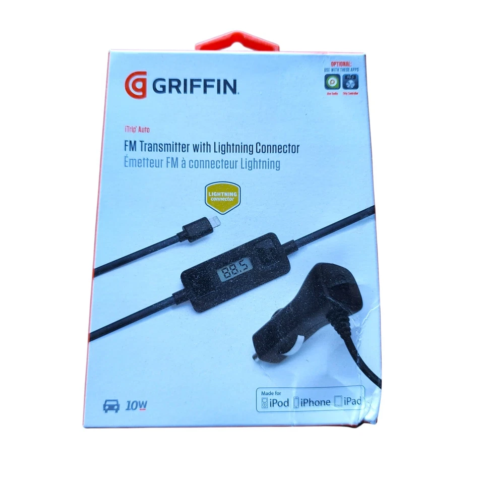 Griffin iTrip Auto FM Transmitter with Lightning Connector MFI *NEW #1* GA38632 - Image 1 of 4