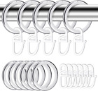22 Set Curtain Rings and Hooks, 30mm Metal Curtain Rings with Curtain Hooks Pole