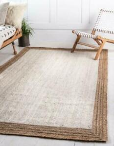Rug 100% natural jute handmade reversible modern living area carpet runner rugs