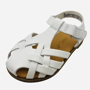Toddler Girls White Fisherman Sandals Closed Toe Hook and Loop Summer Shoes New - Picture 1 of 6
