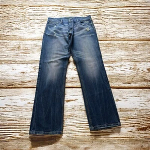 Vtg Rocawear Straight Fit Jeans Mens 38 Blue Denim Distressed Y2K - Picture 1 of 7