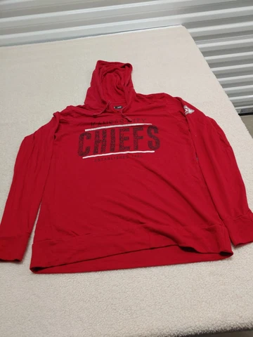 Kansas City Chiefs NFL Team Apparel Sweater Mens L  Red Hoodie Fleece Drawstring Cover